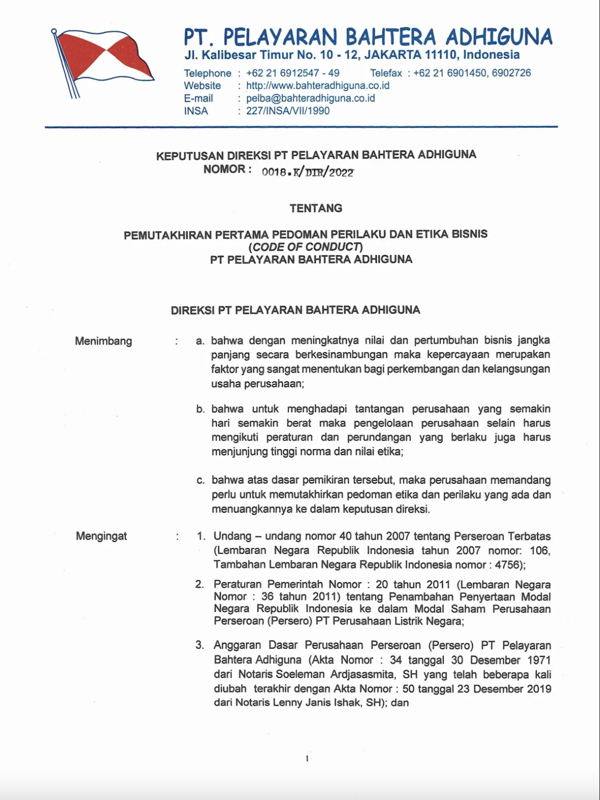 Pedoman CoC Perusahaan