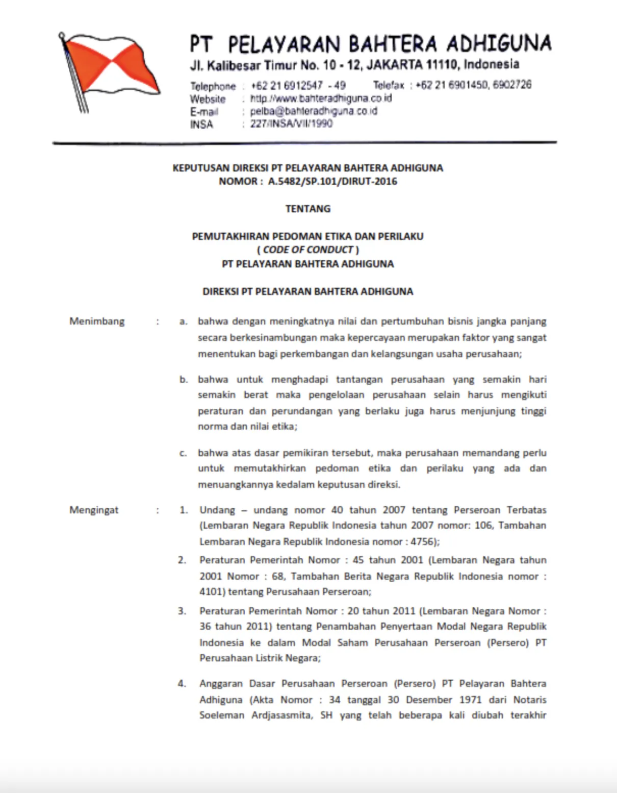 Ethics and Conduct Guidelines Update