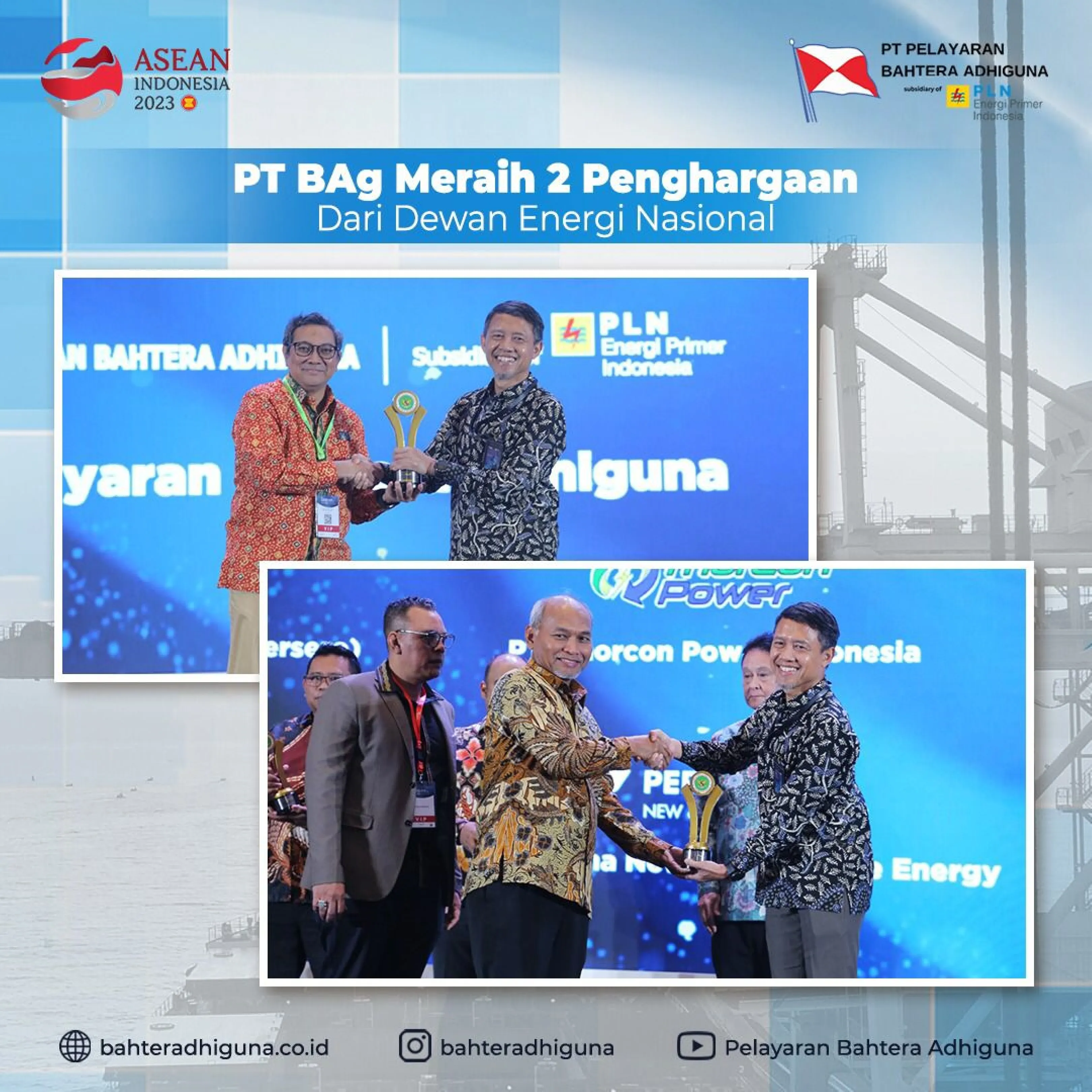 PT Pelayaran Bahtera Adhiguna meraih 2 Penghargaan Sekaligus dari Dewan Energi Nasional terkait Program Transisi Energi